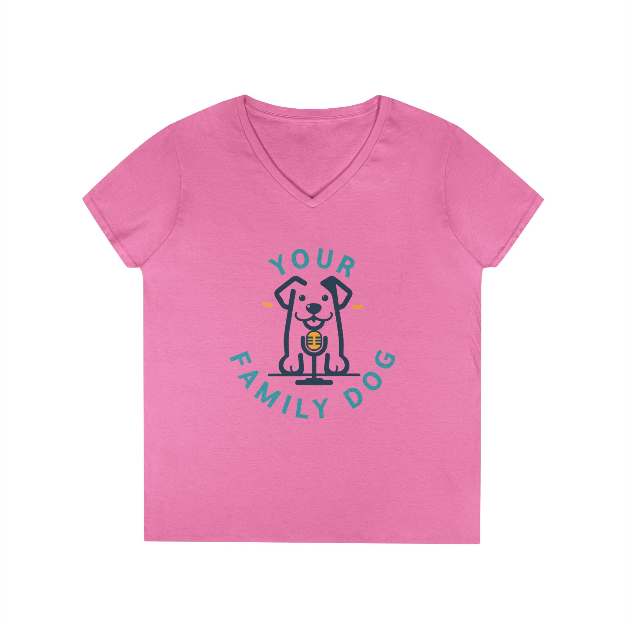 Ladies' V-Neck T-Shirt — "Your Family Dog" Logo Graphic Tee
