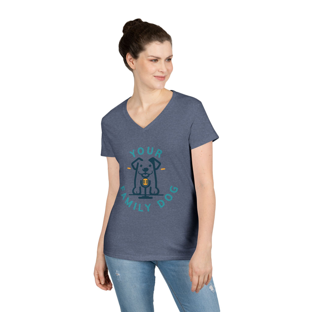 Ladies' V-Neck T-Shirt — "Your Family Dog" Logo Graphic Tee