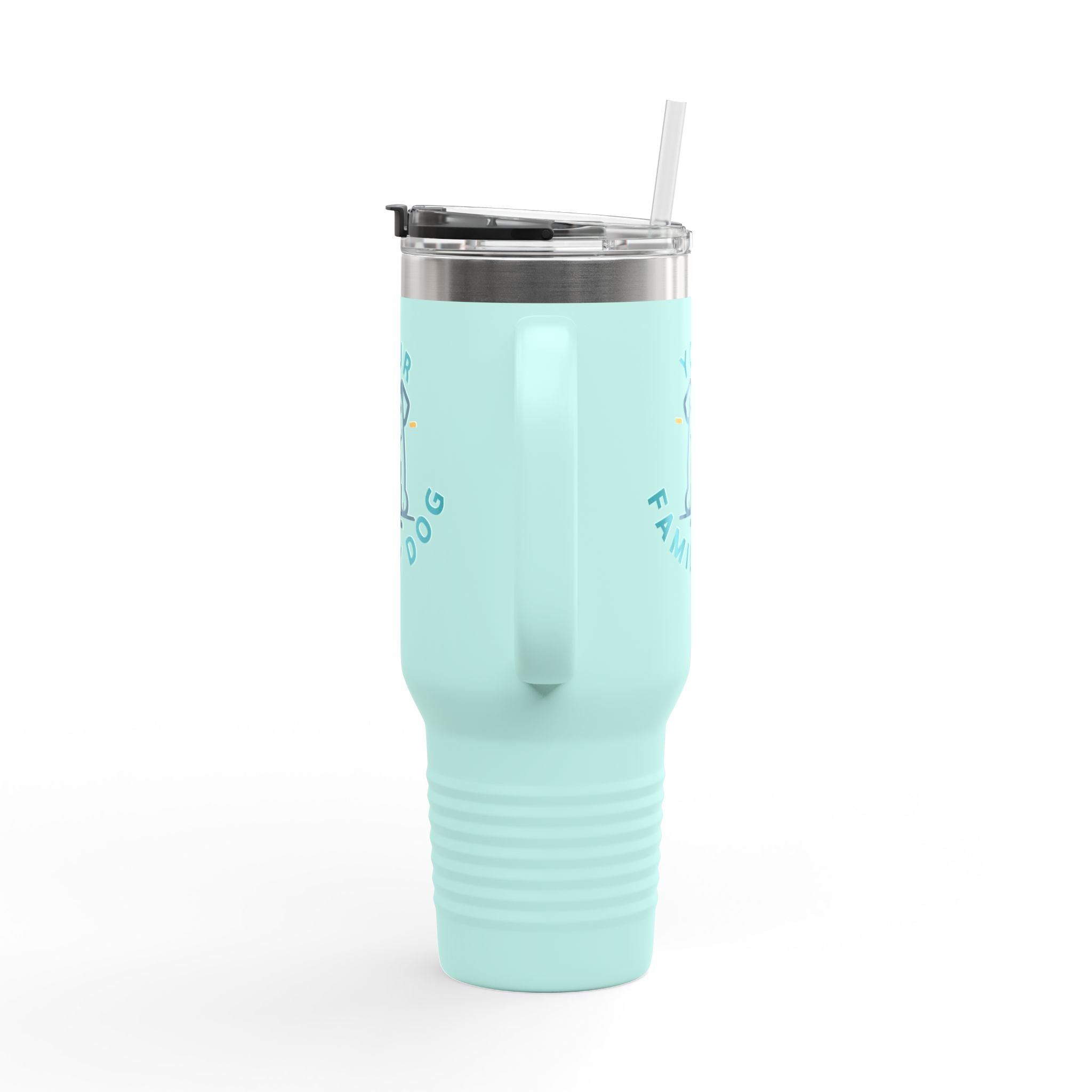 40oz Insulated Travel Mug — Custom 'Your Family Dog' Cute Pet Cartoon Stainless Tumbler