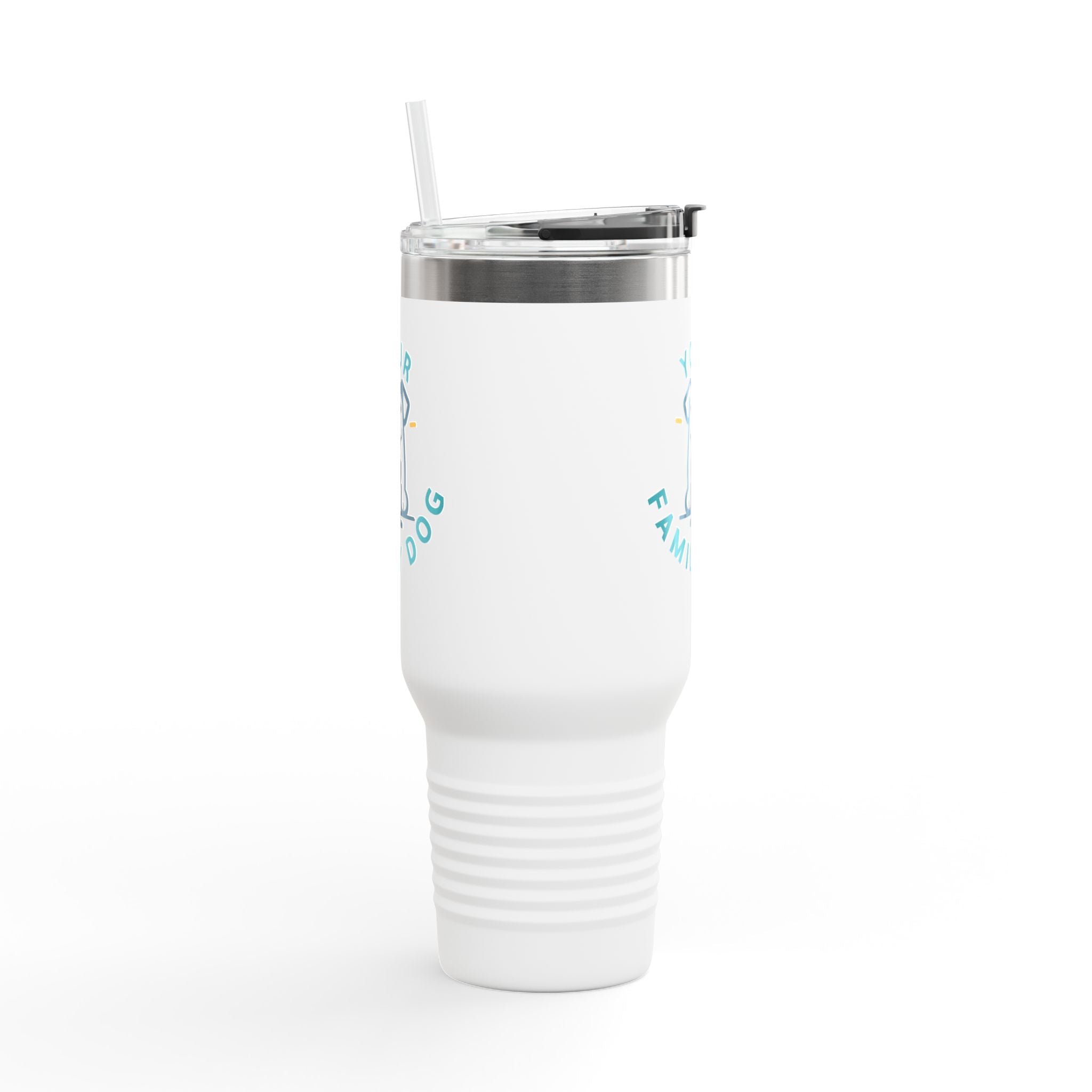 40oz Insulated Travel Mug — Custom 'Your Family Dog' Cute Pet Cartoon Stainless Tumbler