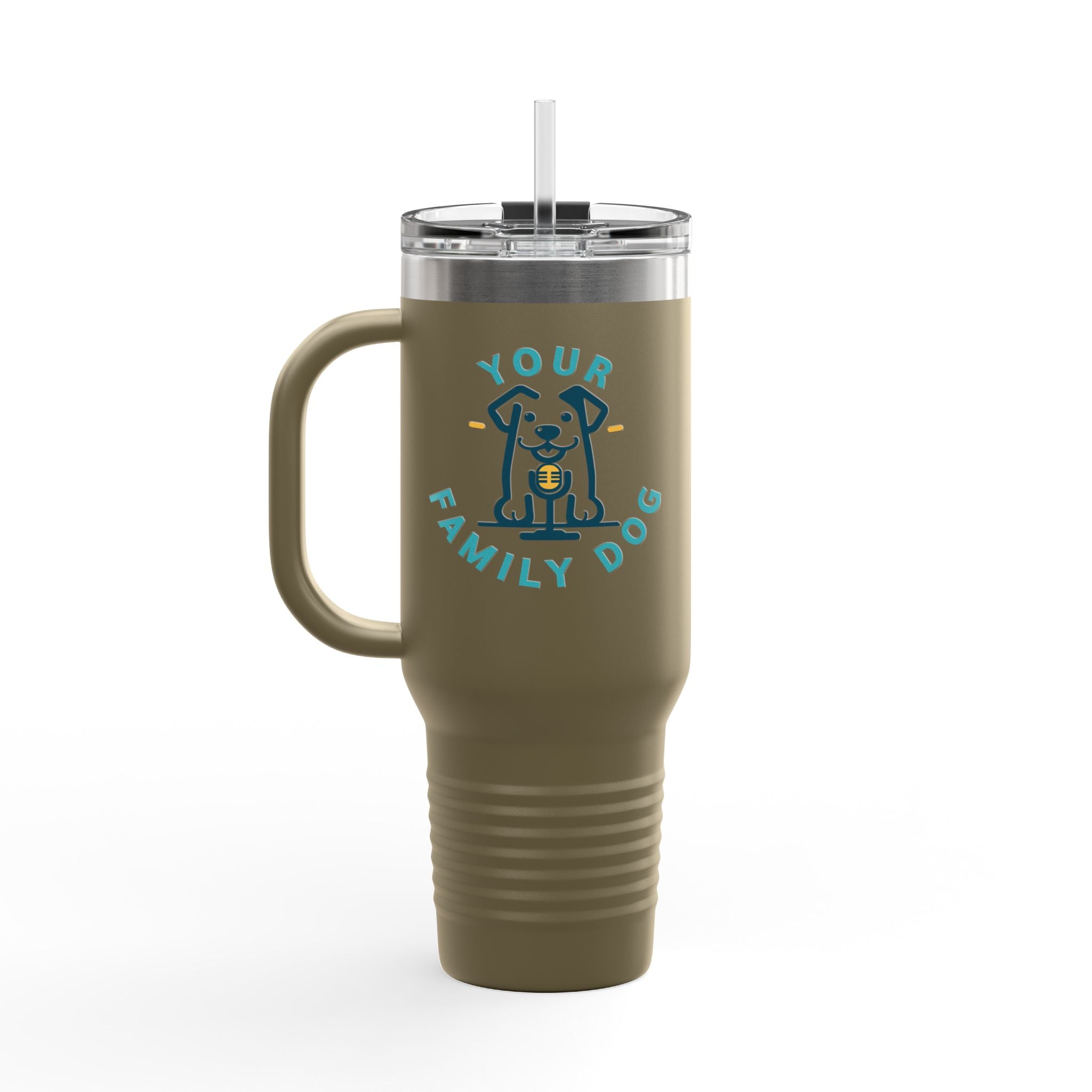 40oz Insulated Travel Mug — Custom 'Your Family Dog' Cute Pet Cartoon Stainless Tumbler