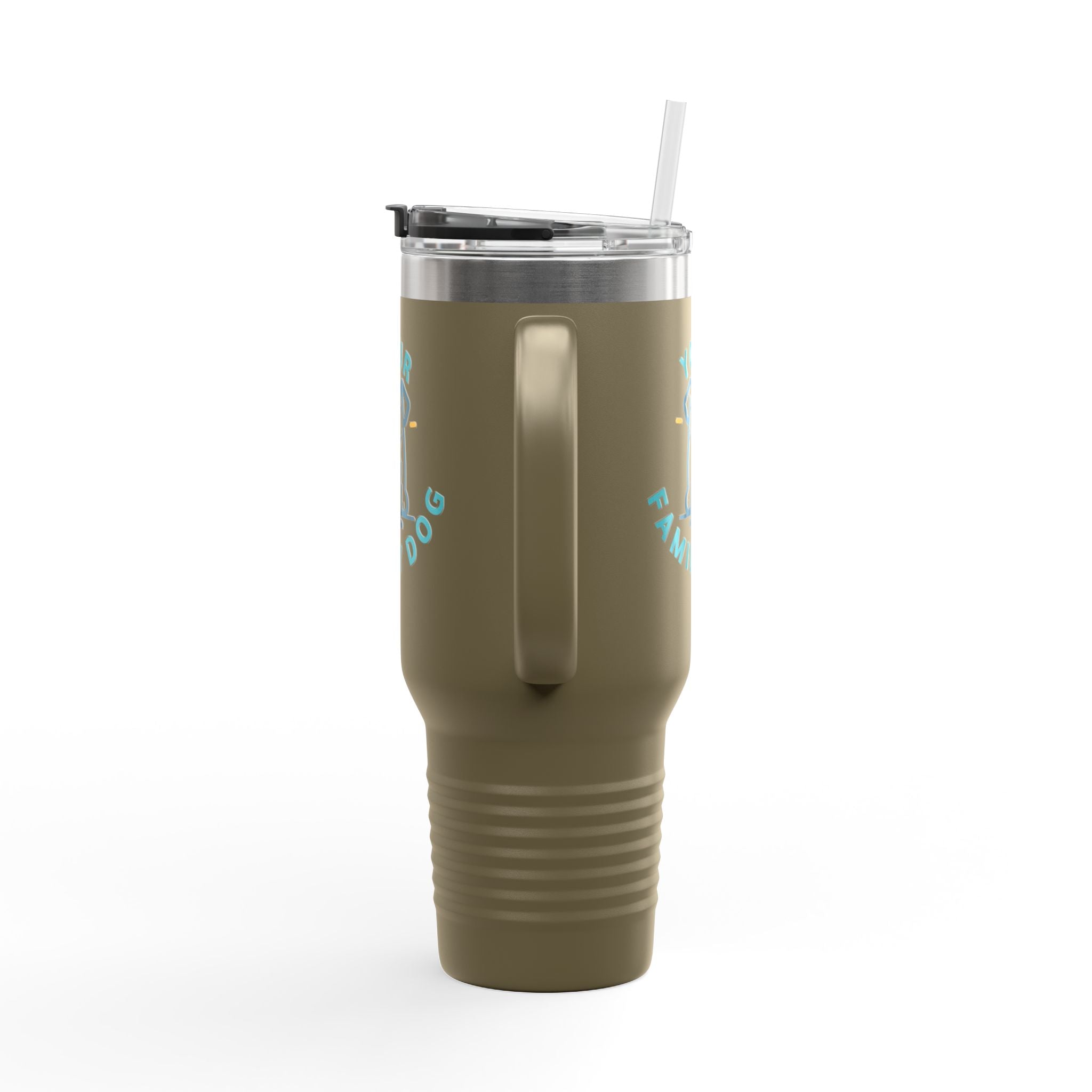 40oz Insulated Travel Mug — Custom 'Your Family Dog' Cute Pet Cartoon Stainless Tumbler