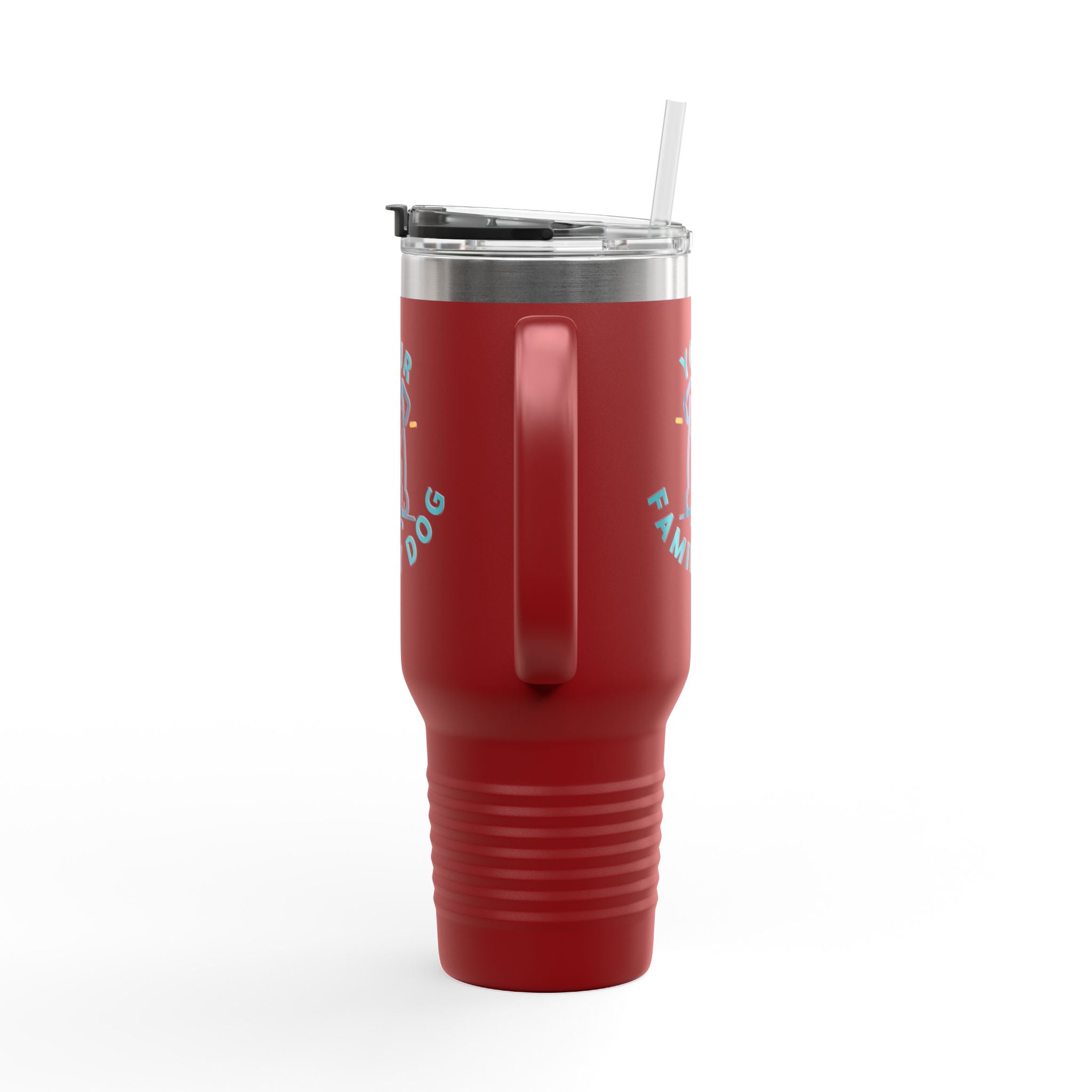 40oz Insulated Travel Mug — Custom 'Your Family Dog' Cute Pet Cartoon Stainless Tumbler