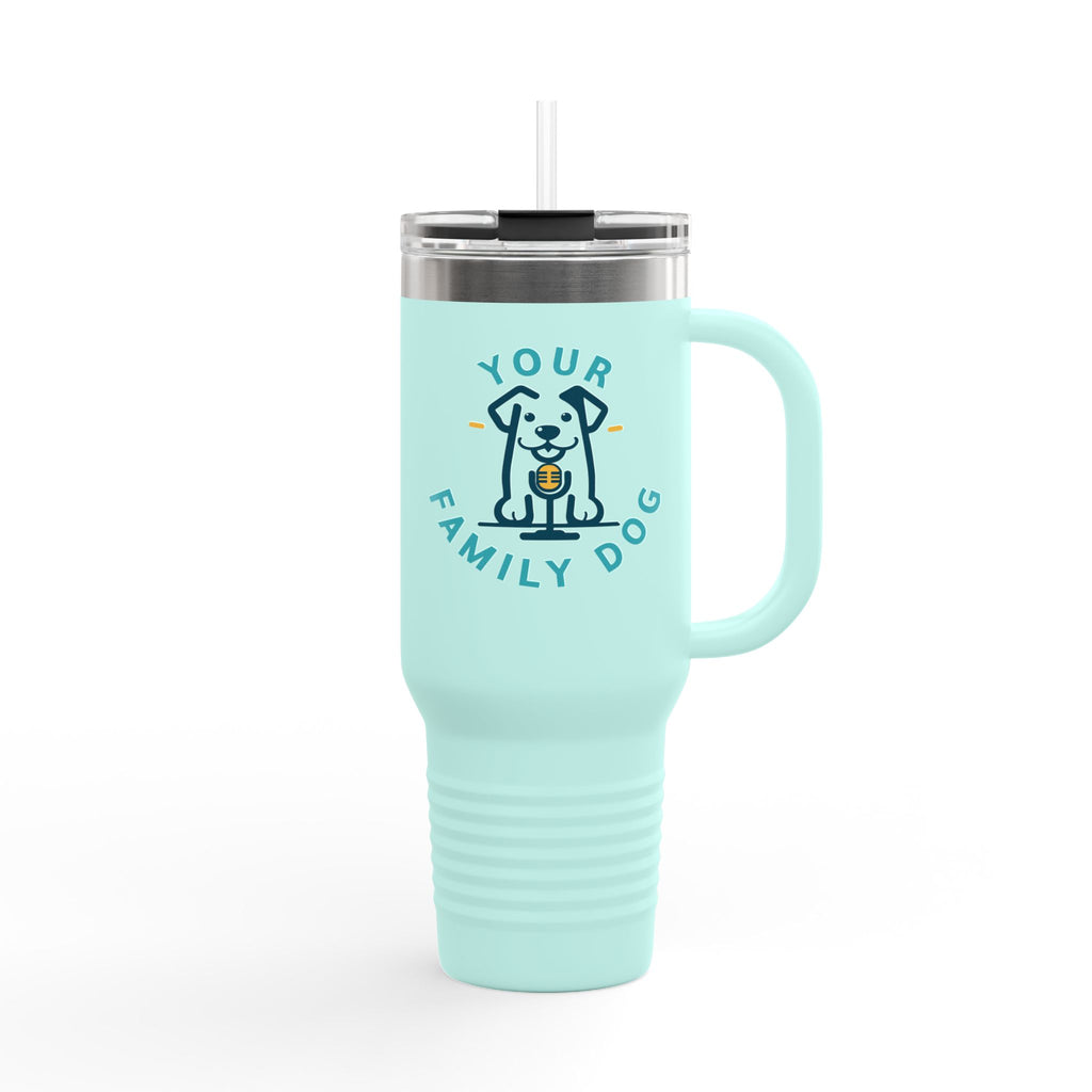 40oz Insulated Travel Mug — Custom 'Your Family Dog' Cute Pet Cartoon Stainless Tumbler