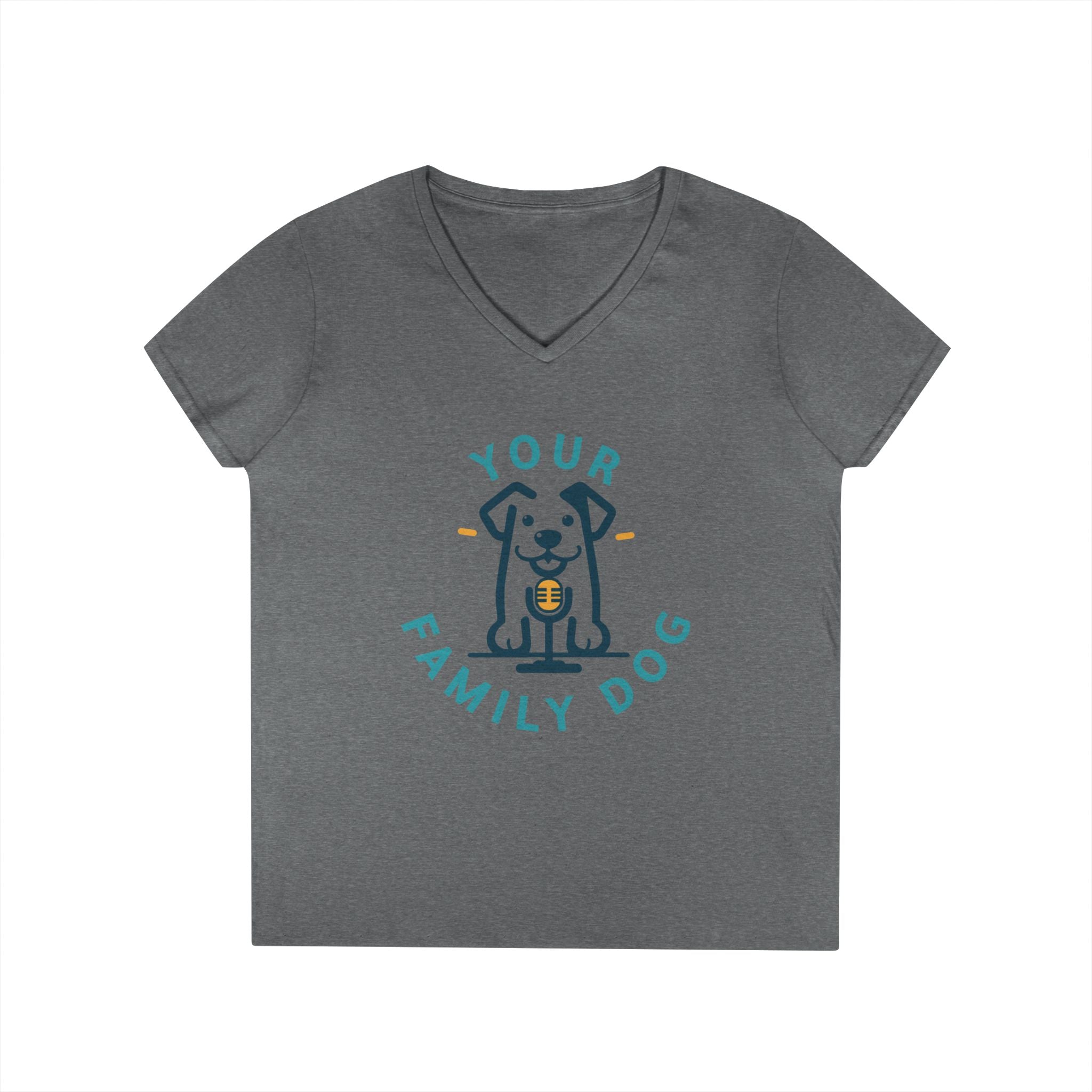 Ladies' V-Neck T-Shirt — "Your Family Dog" Logo Graphic Tee