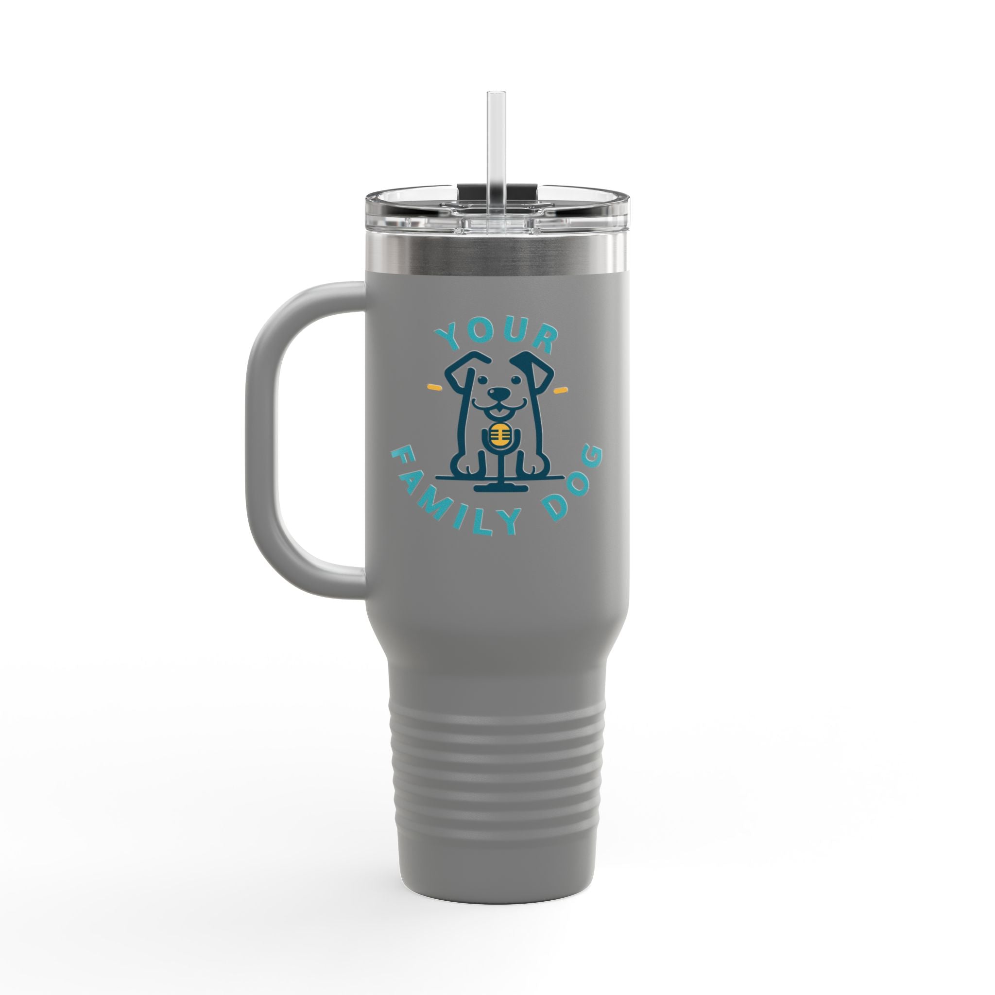 40oz Insulated Travel Mug — Custom 'Your Family Dog' Cute Pet Cartoon Stainless Tumbler