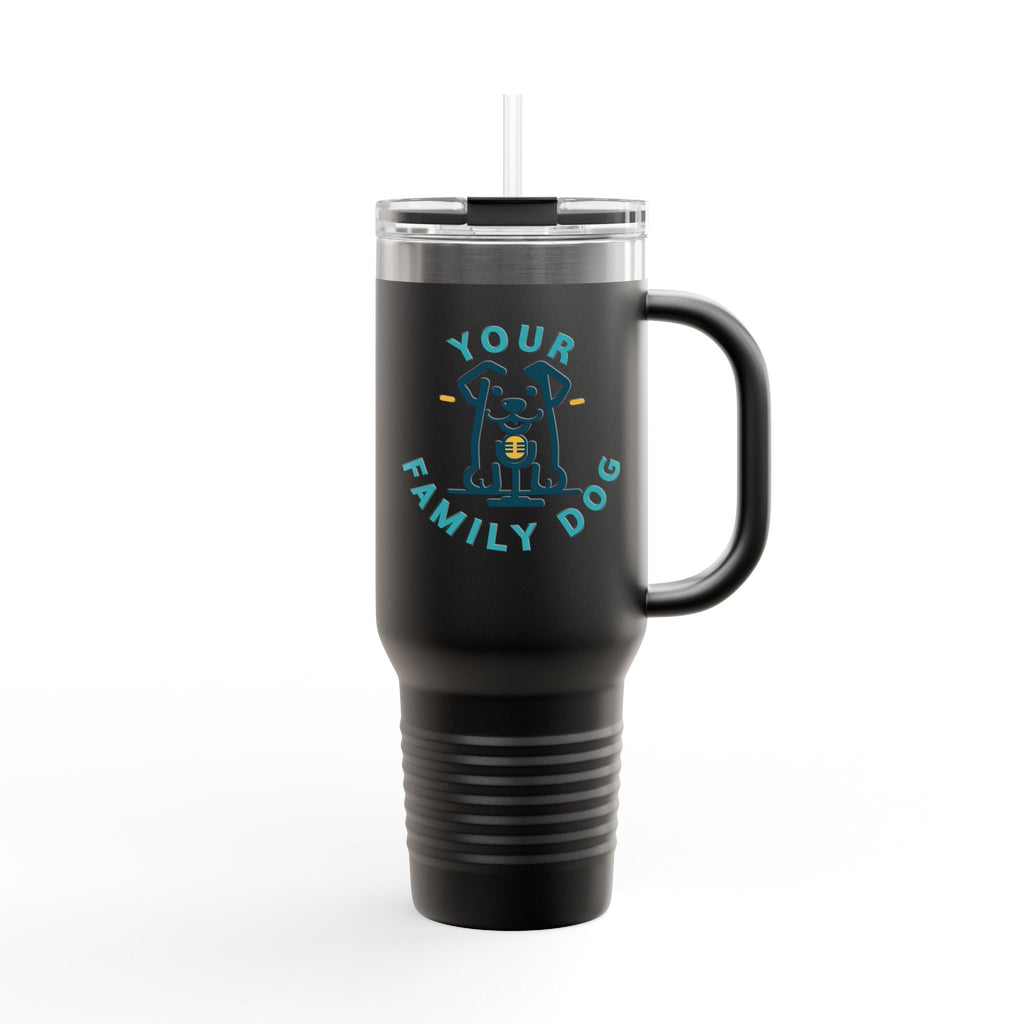 40oz Insulated Travel Mug — Custom 'Your Family Dog' Cute Pet Cartoon Stainless Tumbler
