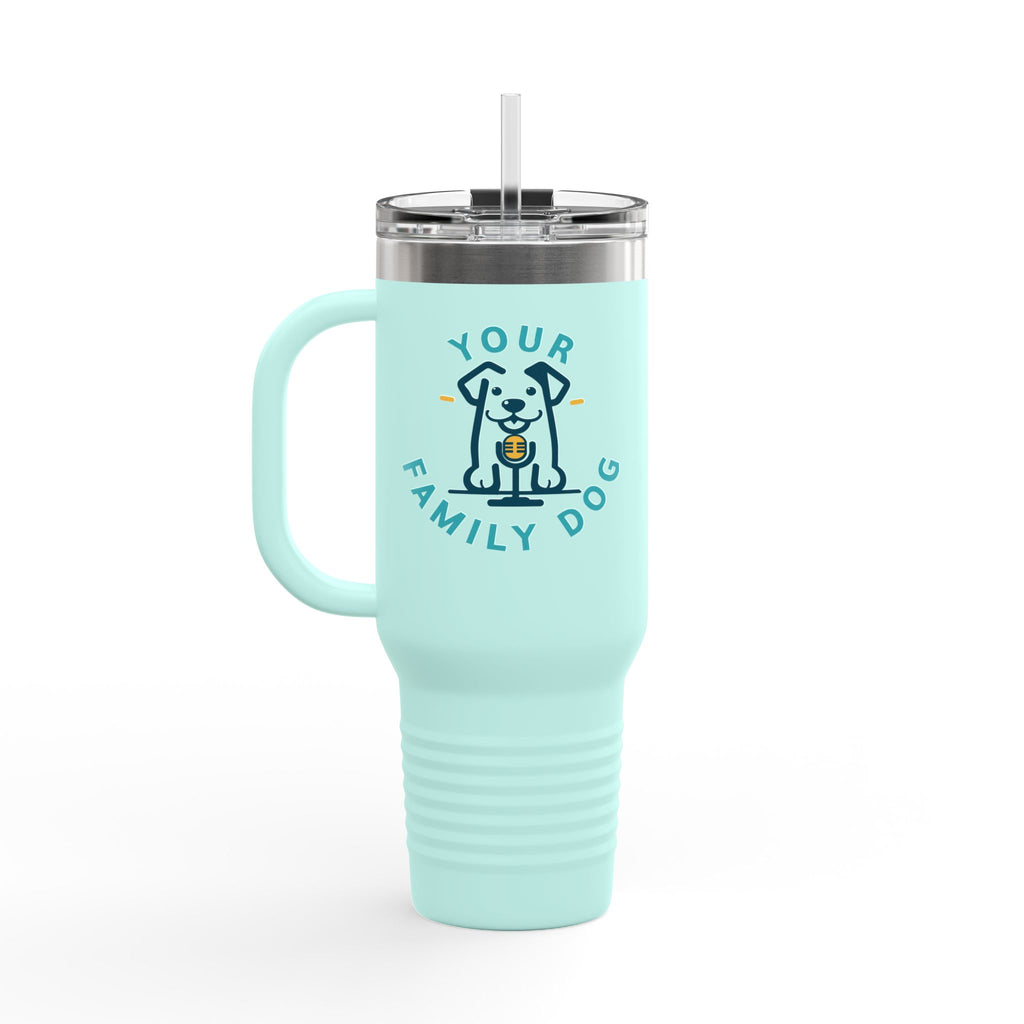 40oz Insulated Travel Mug — Custom 'Your Family Dog' Cute Pet Cartoon Stainless Tumbler