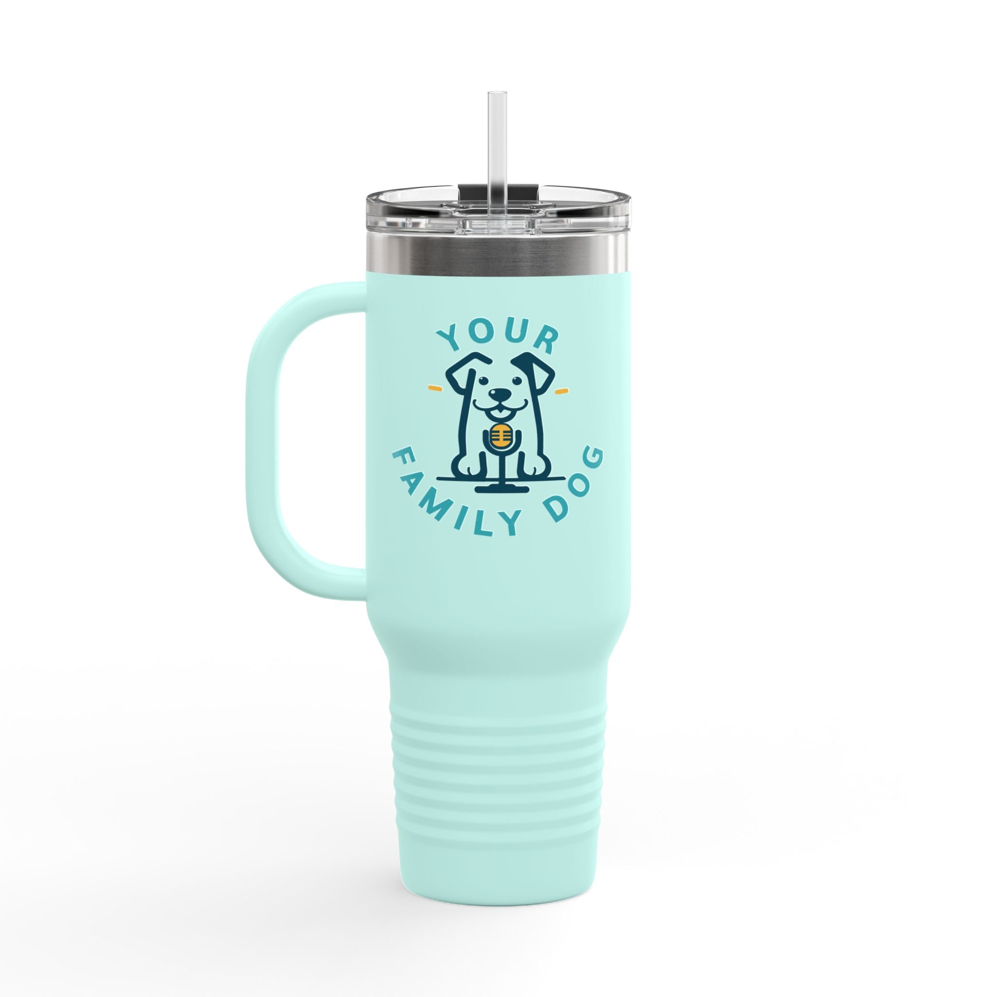 40oz Insulated Travel Mug — Custom 'Your Family Dog' Cute Pet Cartoon Stainless Tumbler