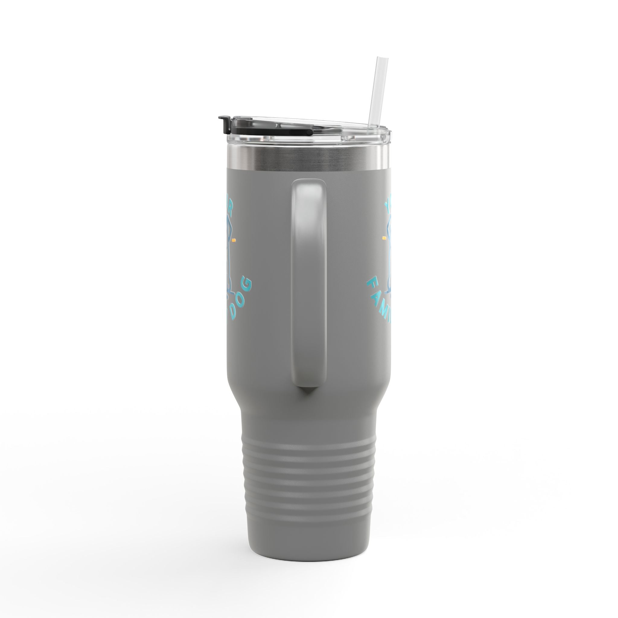 40oz Insulated Travel Mug — Custom 'Your Family Dog' Cute Pet Cartoon Stainless Tumbler
