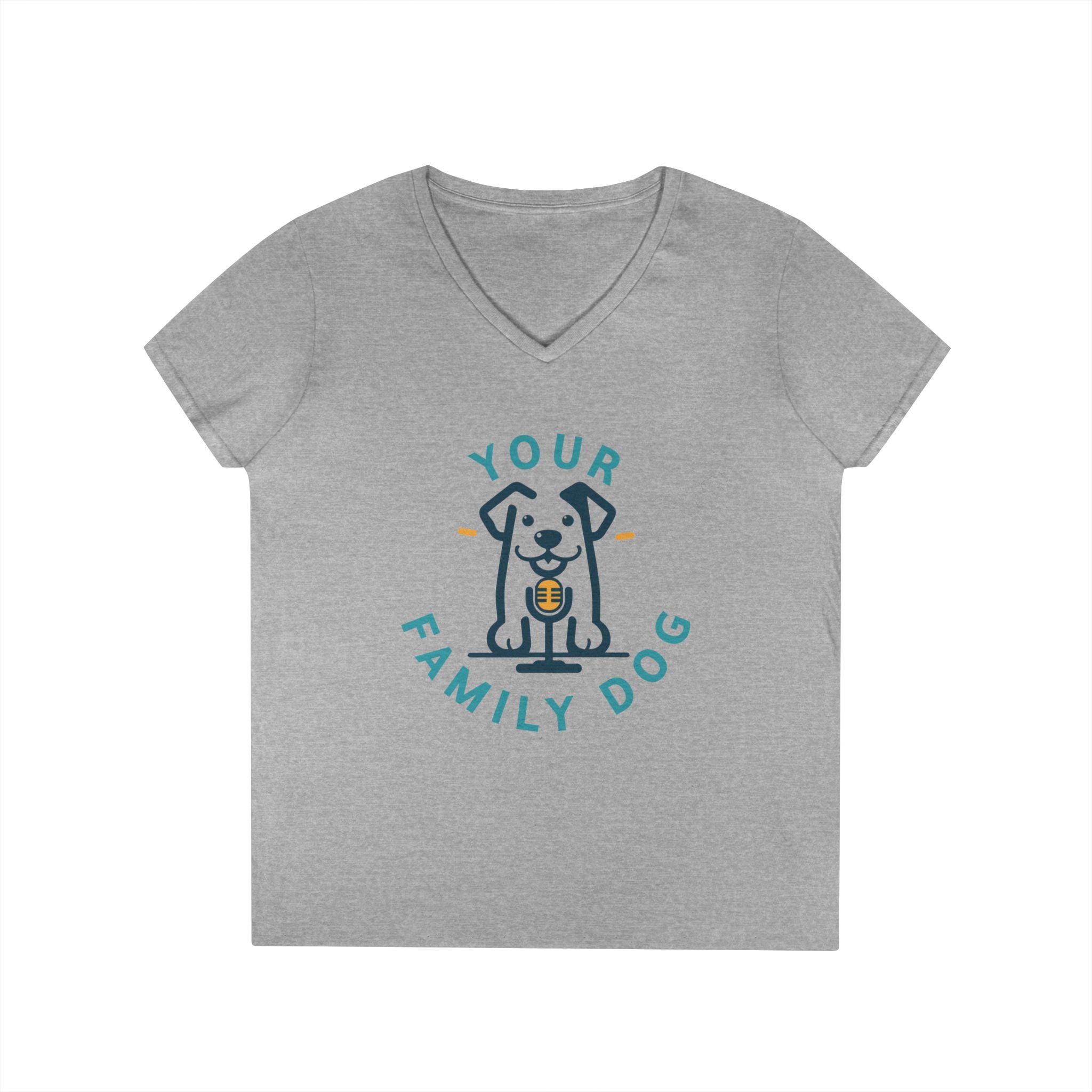 Ladies' V-Neck T-Shirt — "Your Family Dog" Logo Graphic Tee