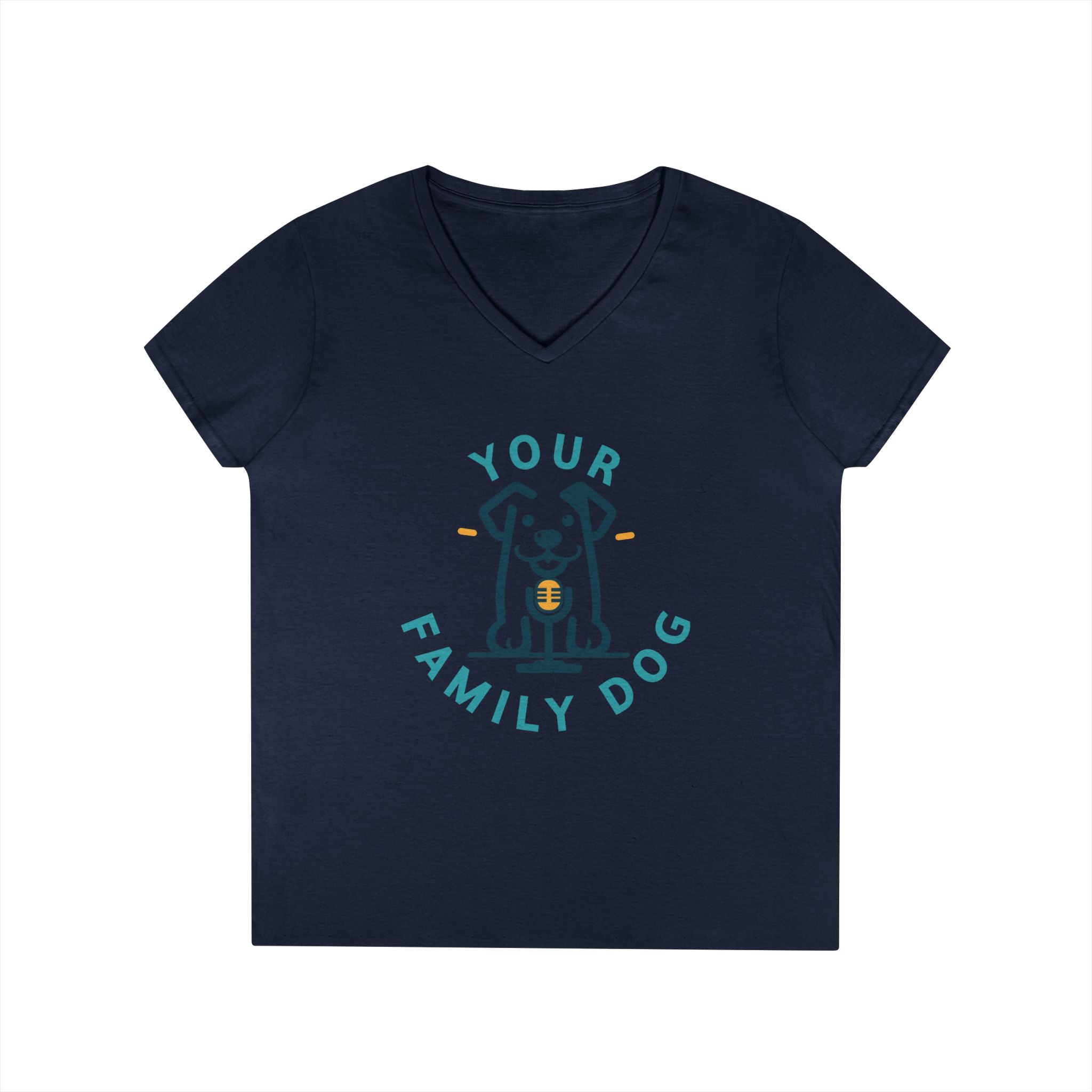 Ladies' V-Neck T-Shirt — "Your Family Dog" Logo Graphic Tee