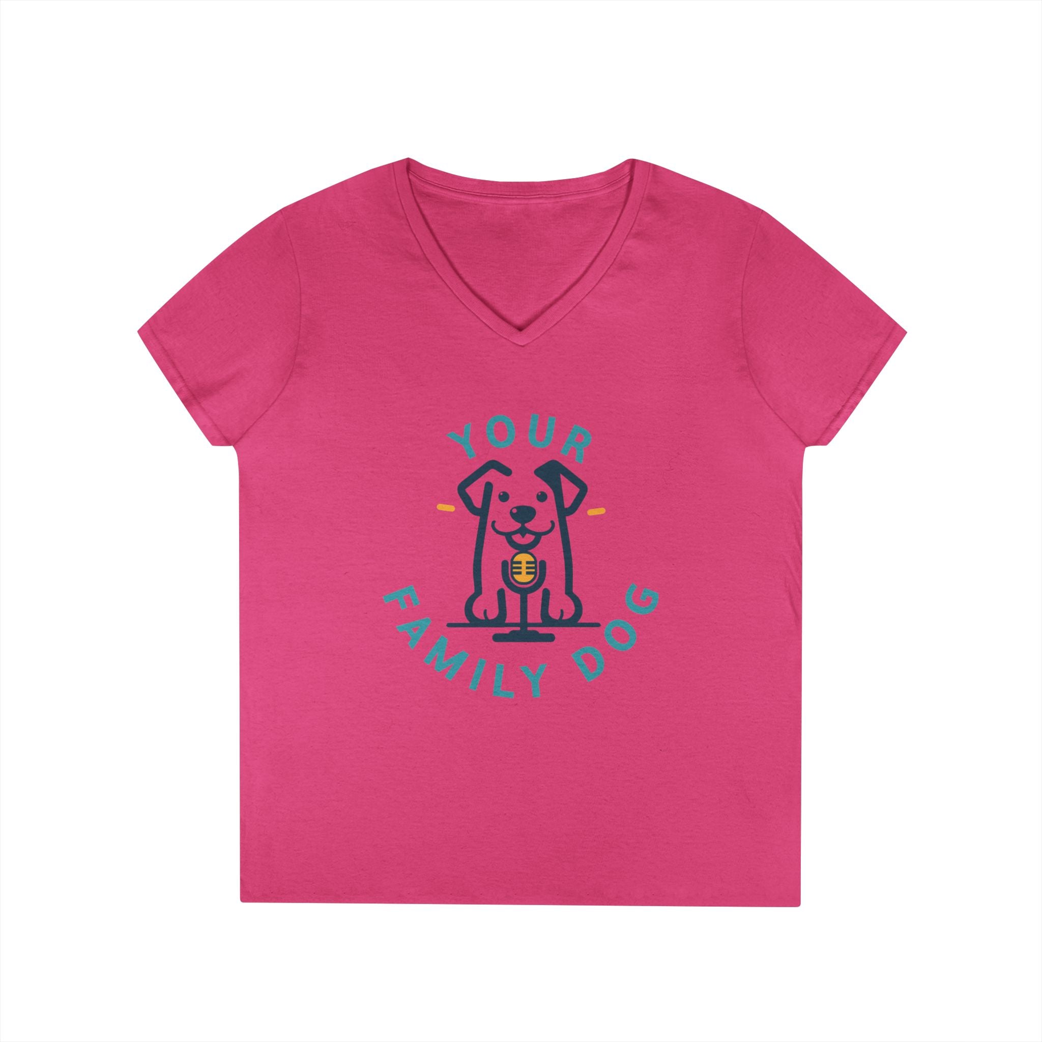 Ladies' V-Neck T-Shirt — "Your Family Dog" Logo Graphic Tee