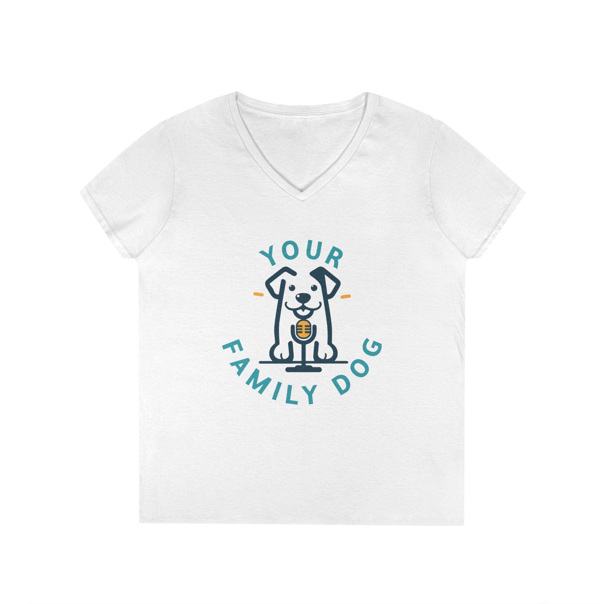 Ladies' V-Neck T-Shirt — "Your Family Dog" Logo Graphic Tee