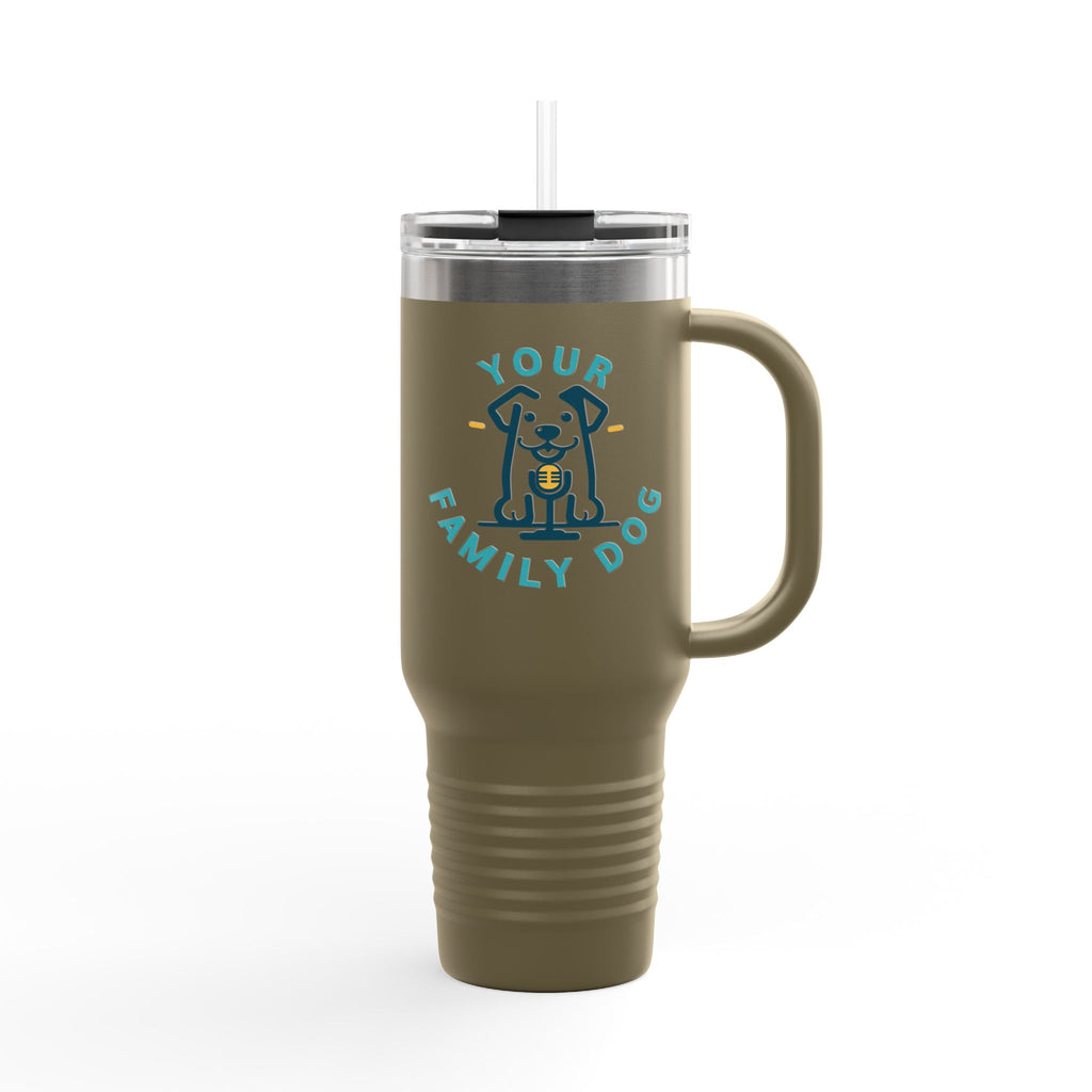 40oz Insulated Travel Mug — Custom 'Your Family Dog' Cute Pet Cartoon Stainless Tumbler
