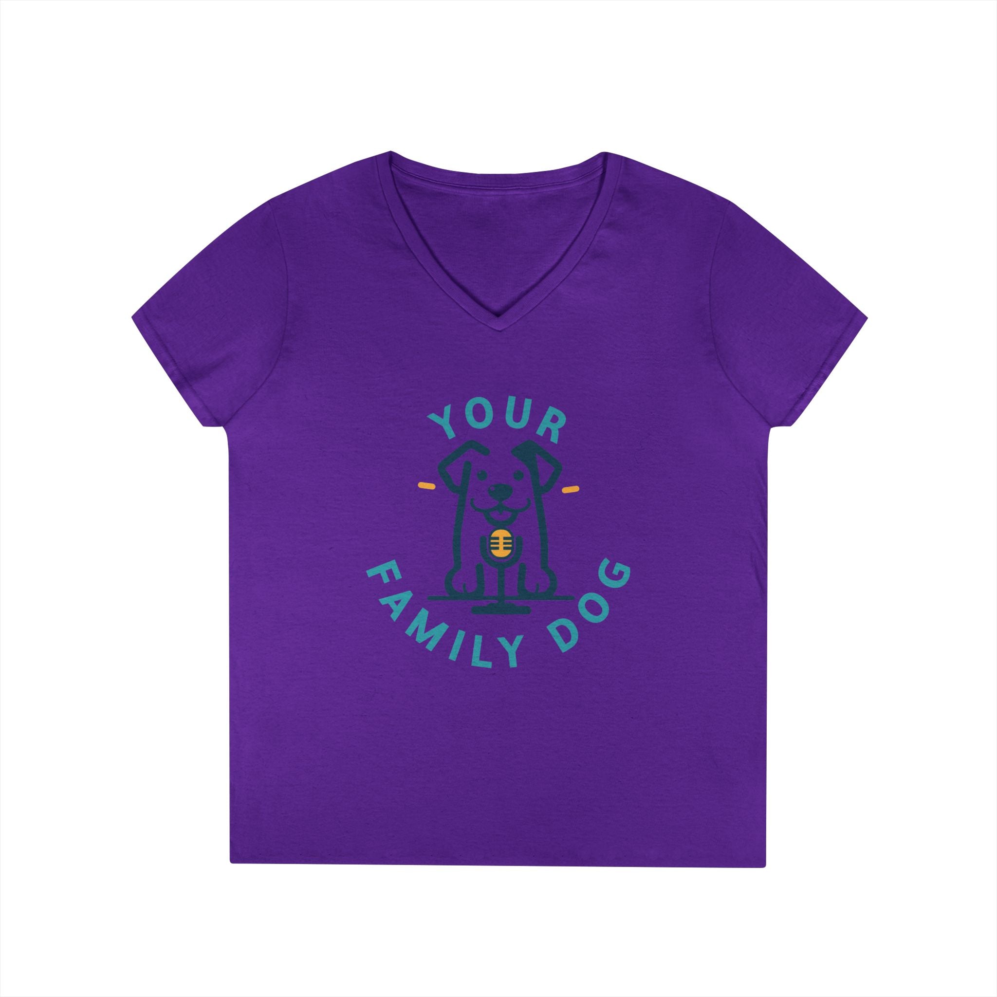 Ladies' V-Neck T-Shirt — "Your Family Dog" Logo Graphic Tee