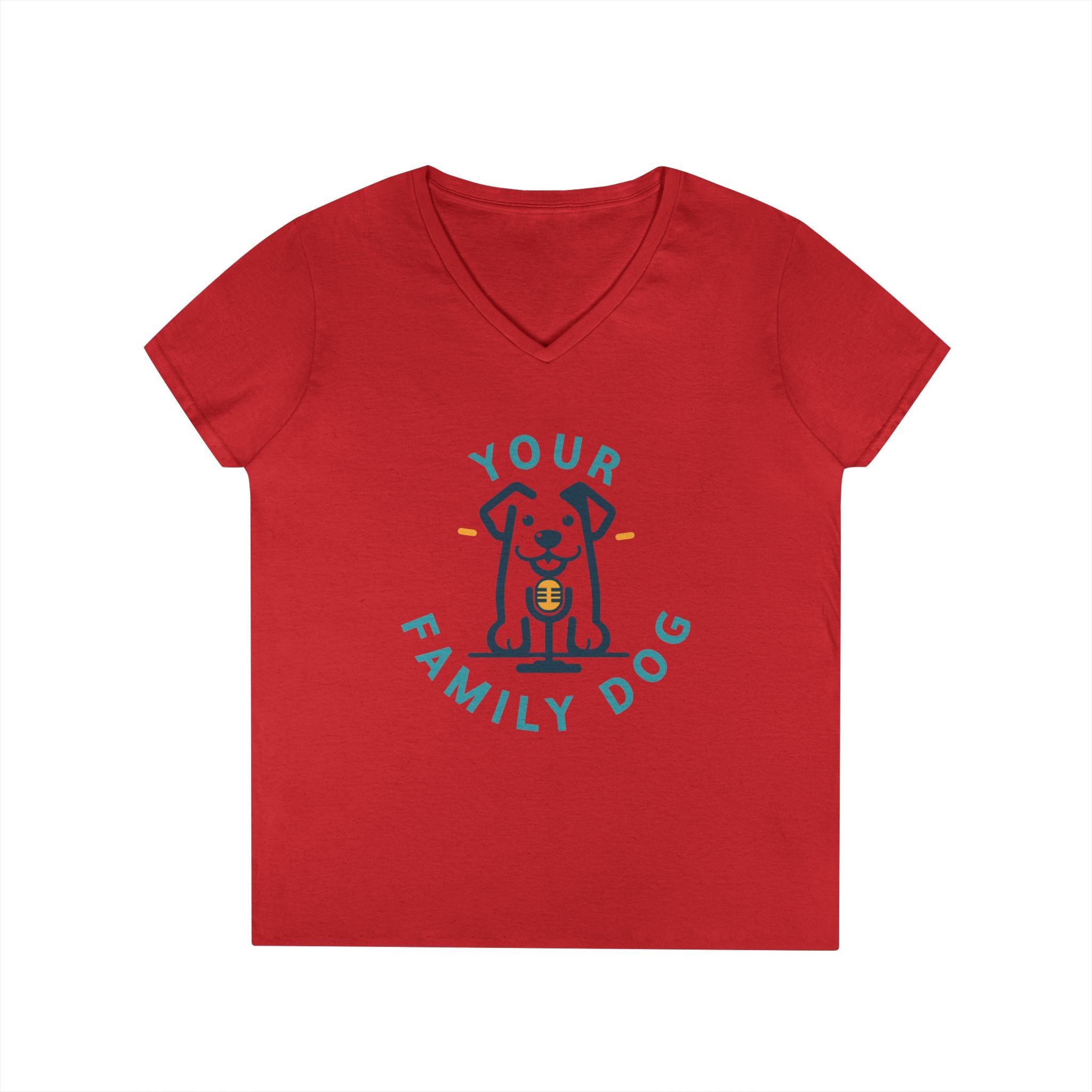 Ladies' V-Neck T-Shirt — "Your Family Dog" Logo Graphic Tee