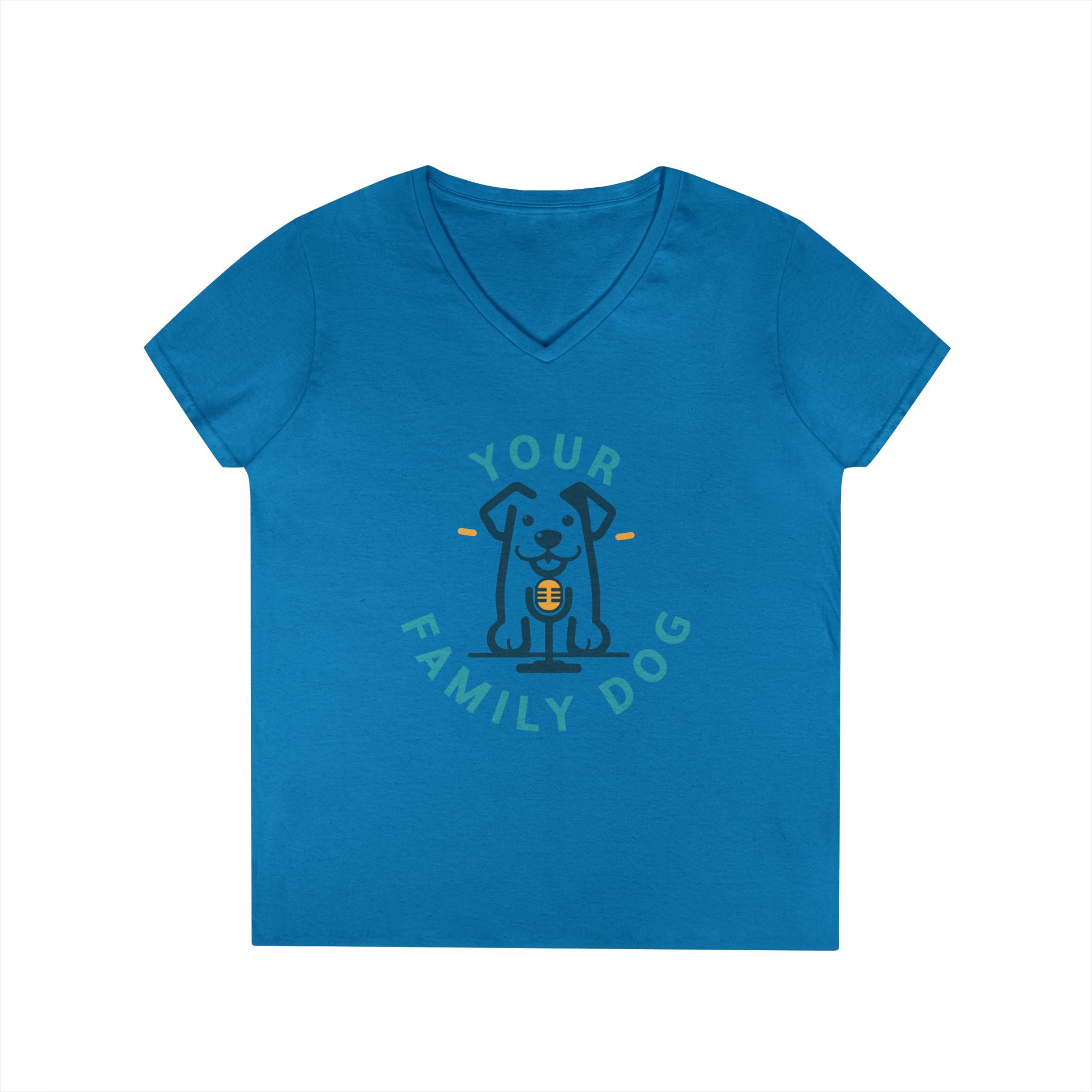 Ladies' V-Neck T-Shirt — "Your Family Dog" Logo Graphic Tee