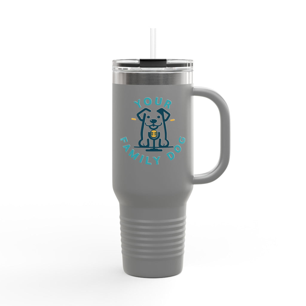 40oz Insulated Travel Mug — Custom 'Your Family Dog' Cute Pet Cartoon Stainless Tumbler