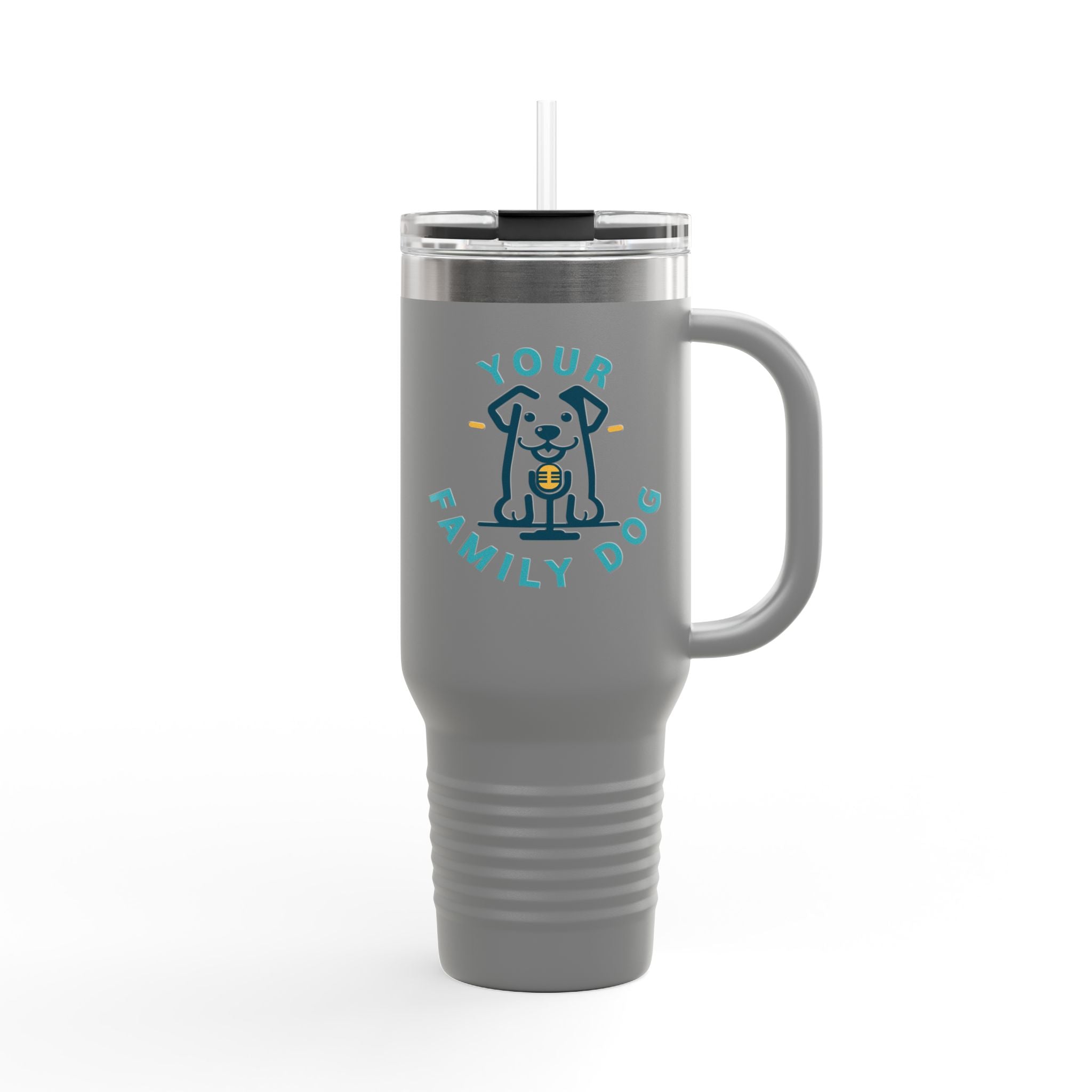 40oz Insulated Travel Mug — Custom 'Your Family Dog' Cute Pet Cartoon Stainless Tumbler