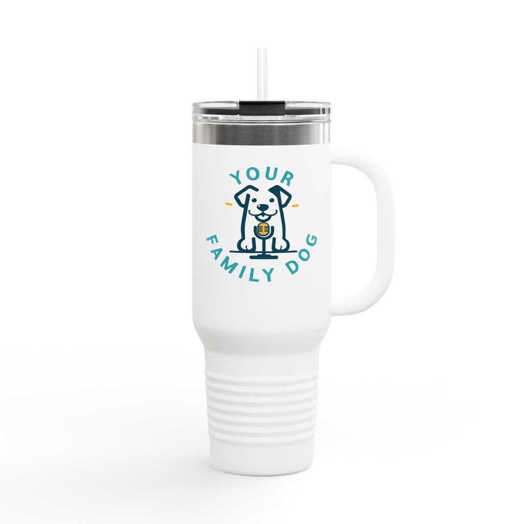 40oz Insulated Travel Mug — Custom 'Your Family Dog' Cute Pet Cartoon Stainless Tumbler
