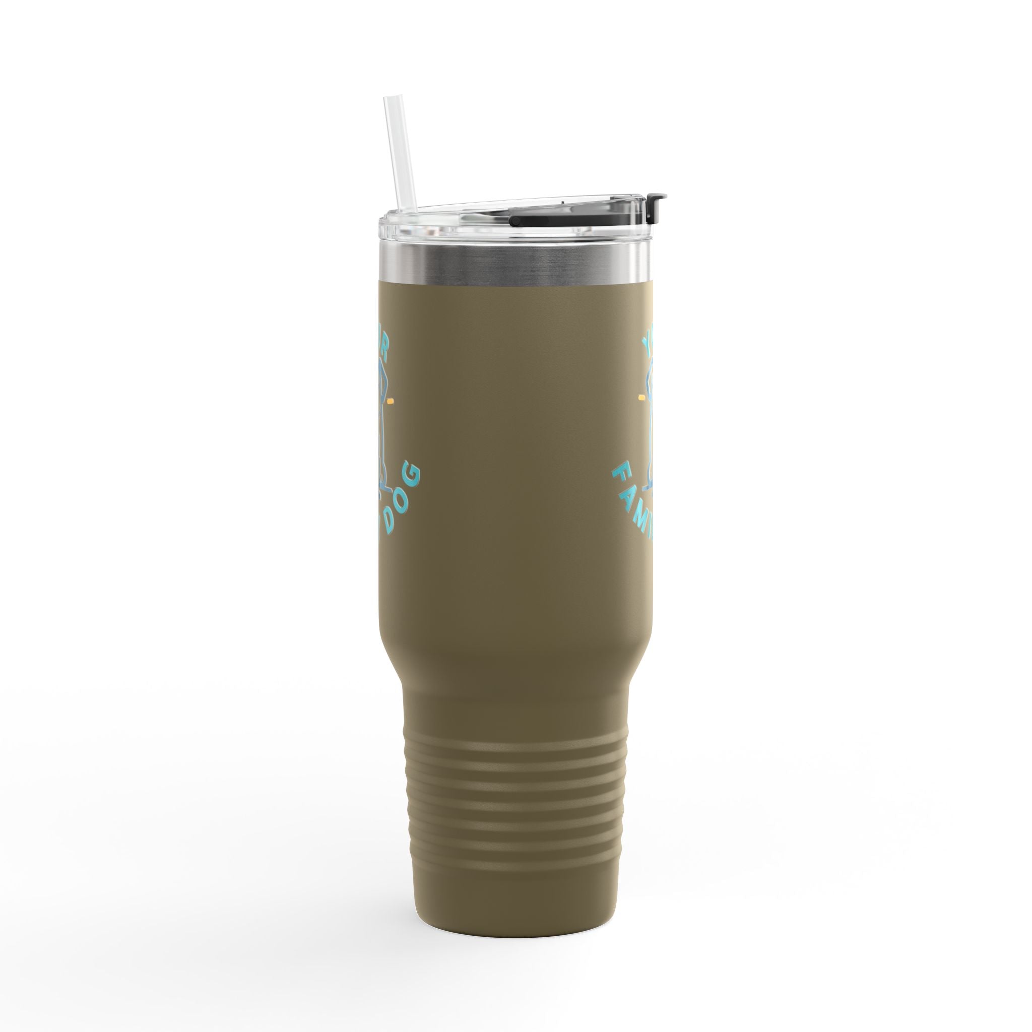 40oz Insulated Travel Mug — Custom 'Your Family Dog' Cute Pet Cartoon Stainless Tumbler