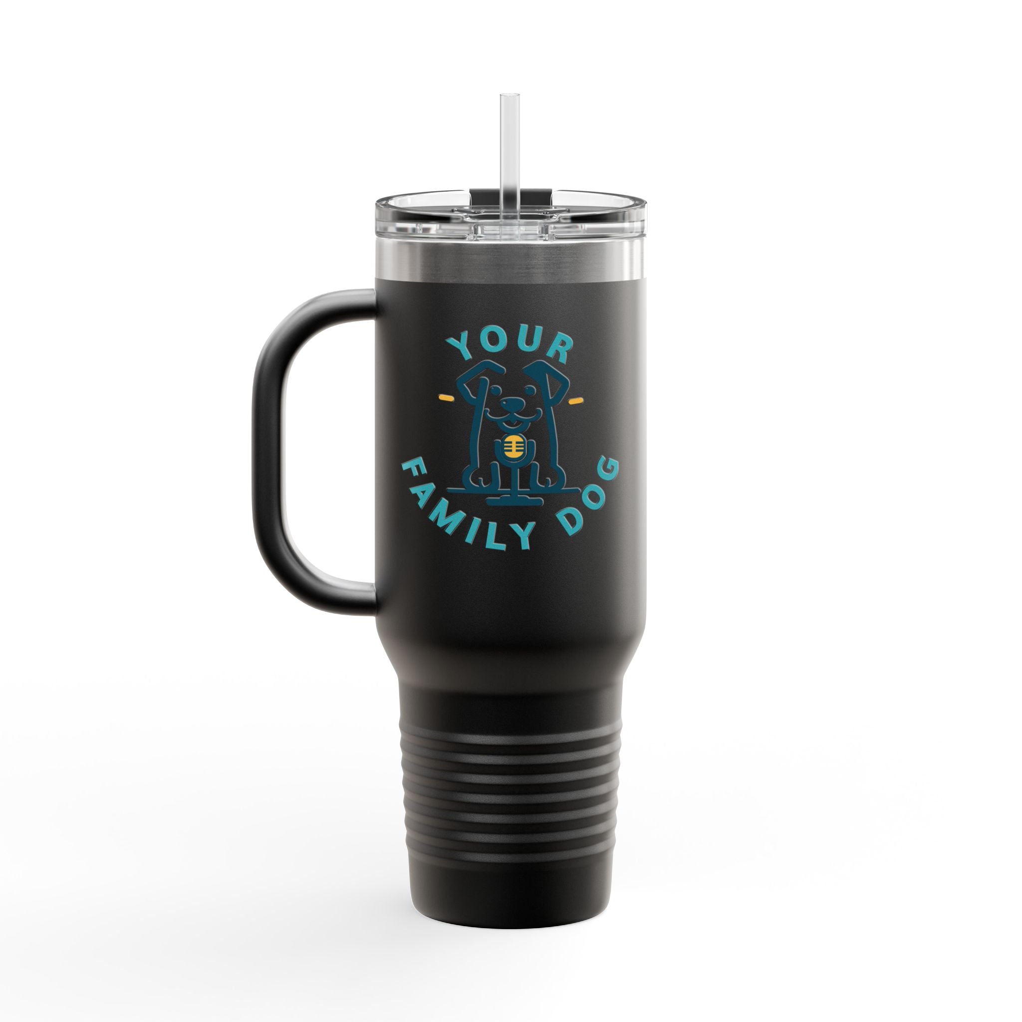 40oz Insulated Travel Mug — Custom 'Your Family Dog' Cute Pet Cartoon Stainless Tumbler