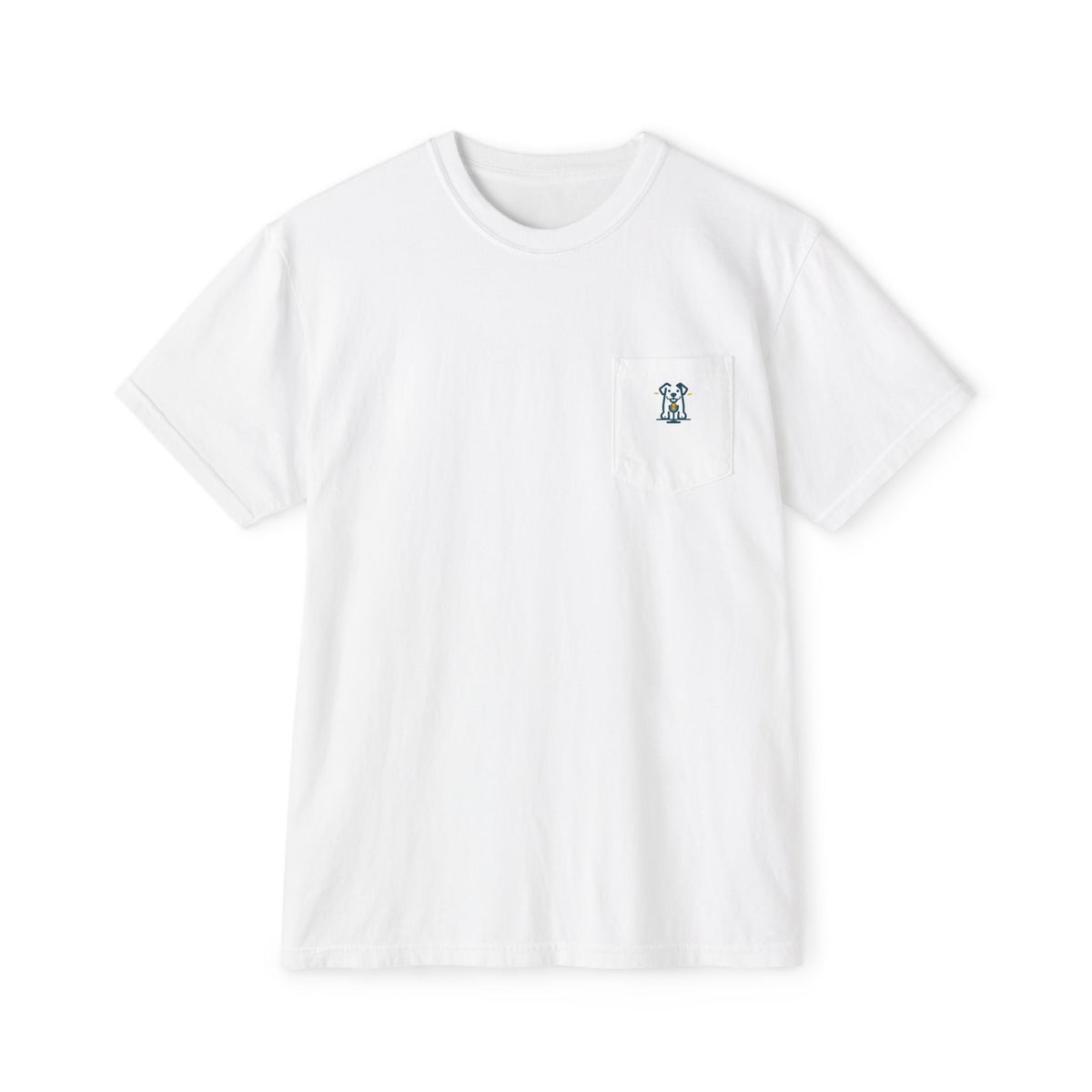 Pocket T-Shirt — 'Your Family Dog' Minimal Teal Logo Tee