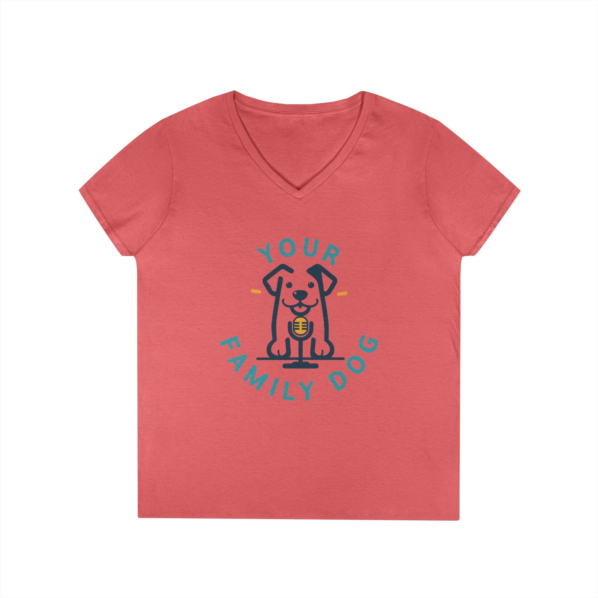 Ladies' V-Neck T-Shirt — "Your Family Dog" Logo Graphic Tee