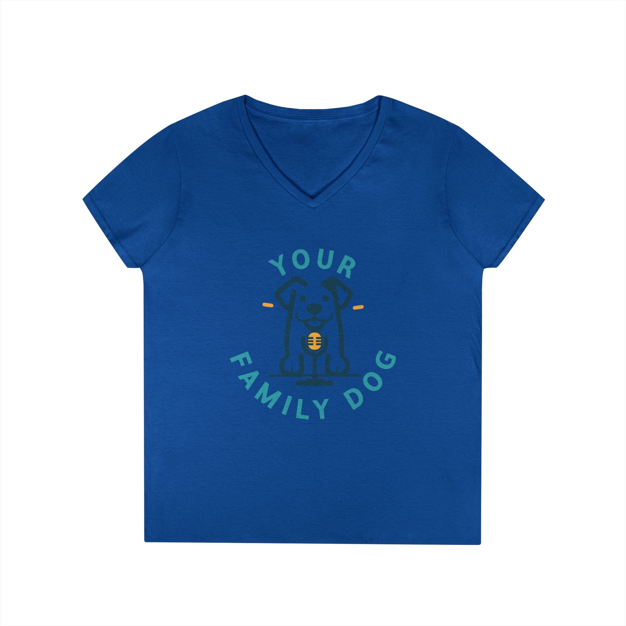 Ladies' V-Neck T-Shirt — "Your Family Dog" Logo Graphic Tee