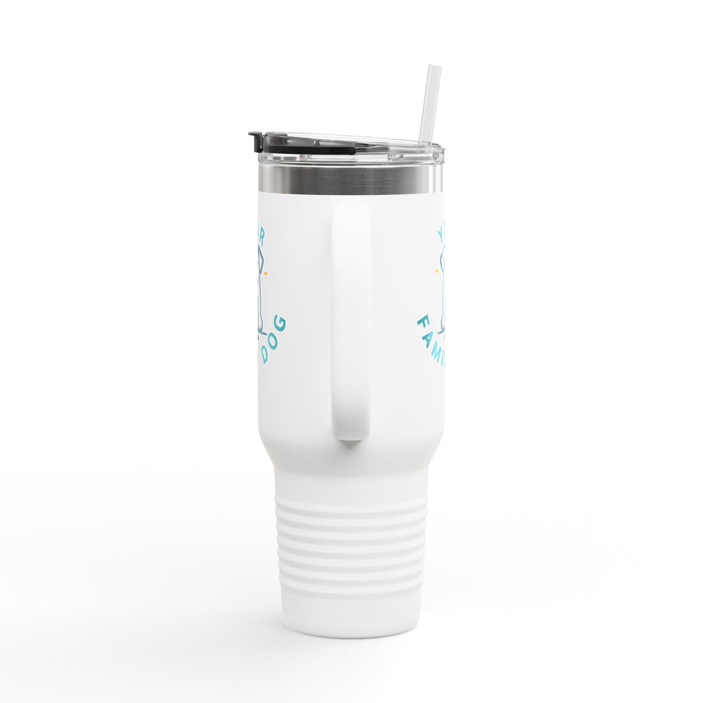 40oz Insulated Travel Mug — Custom 'Your Family Dog' Cute Pet Cartoon Stainless Tumbler