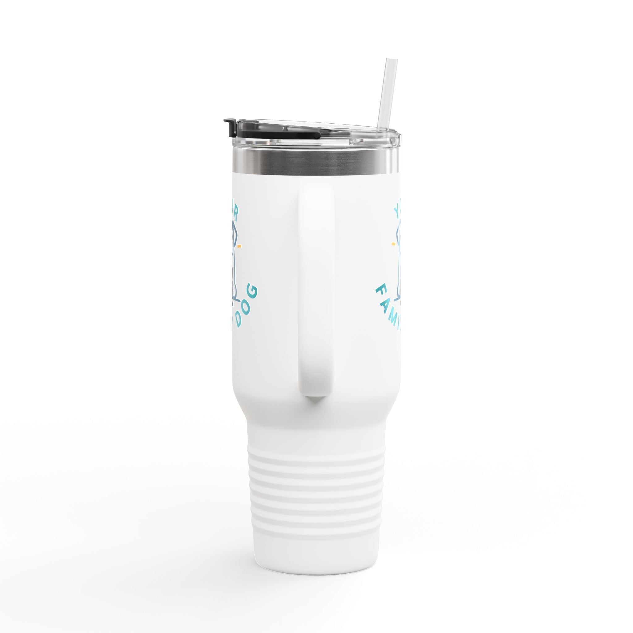 40oz Insulated Travel Mug — Custom 'Your Family Dog' Cute Pet Cartoon Stainless Tumbler