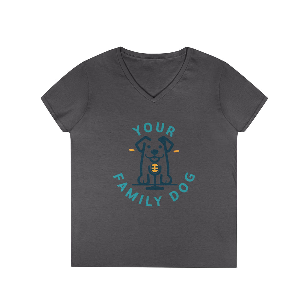 Ladies' V-Neck T-Shirt — "Your Family Dog" Logo Graphic Tee