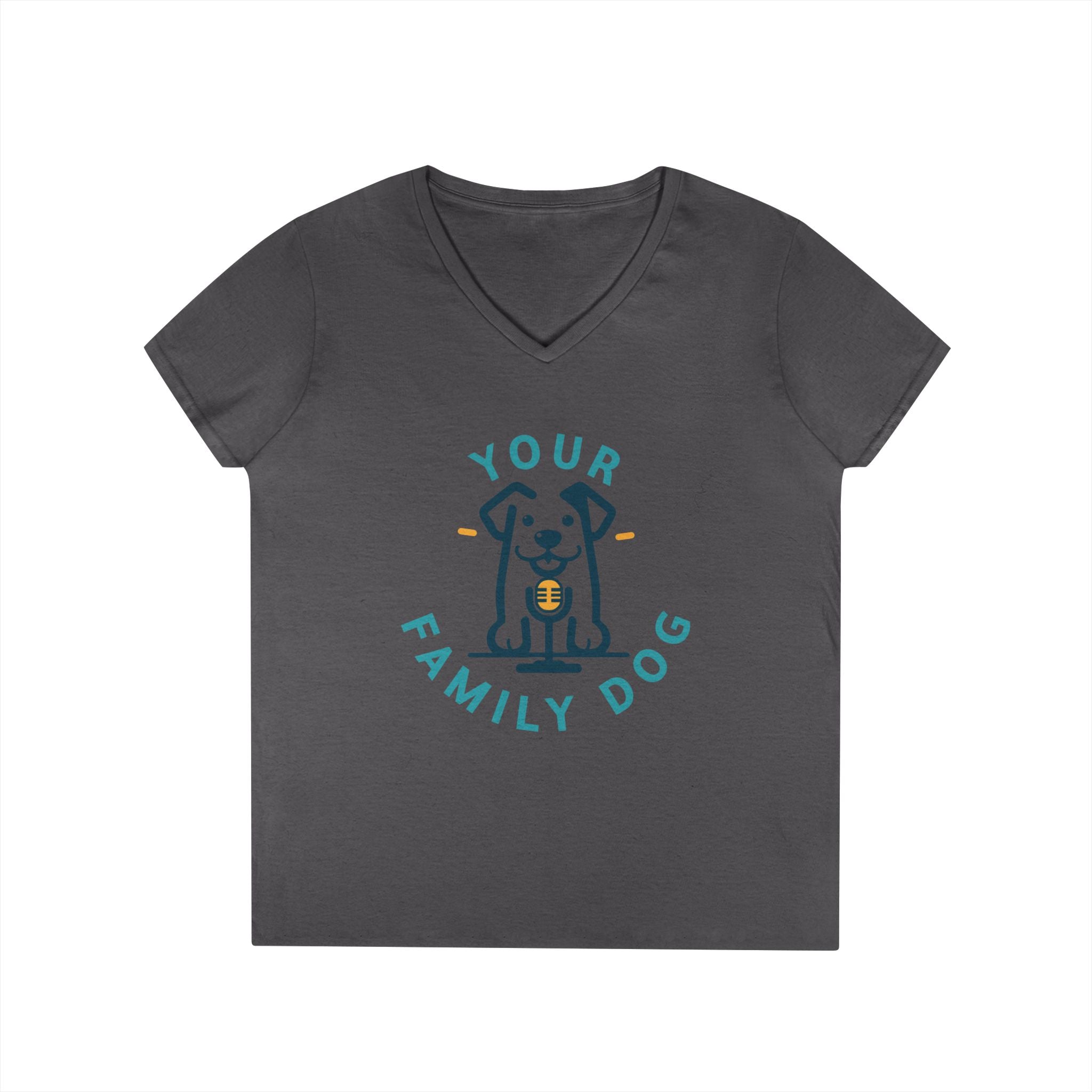 Ladies' V-Neck T-Shirt — "Your Family Dog" Logo Graphic Tee