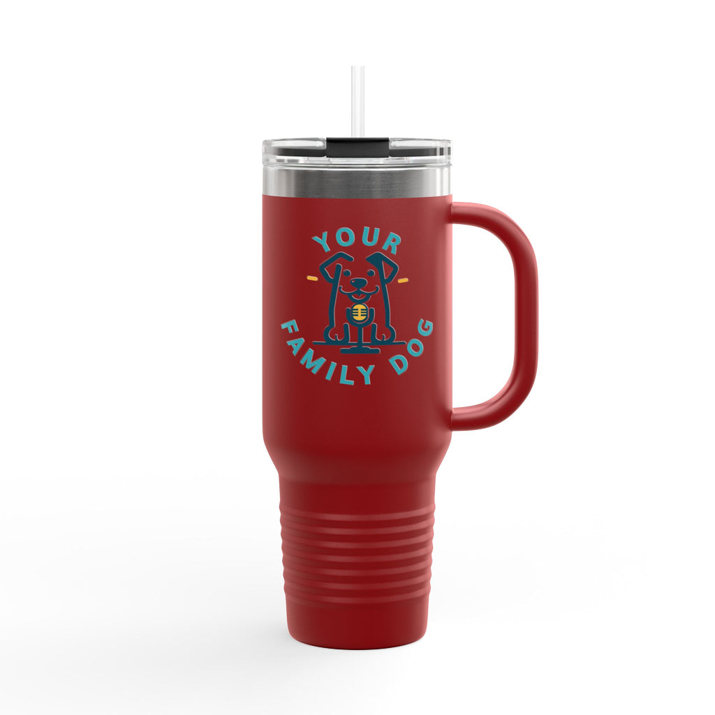 40oz Insulated Travel Mug — Custom 'Your Family Dog' Cute Pet Cartoon Stainless Tumbler