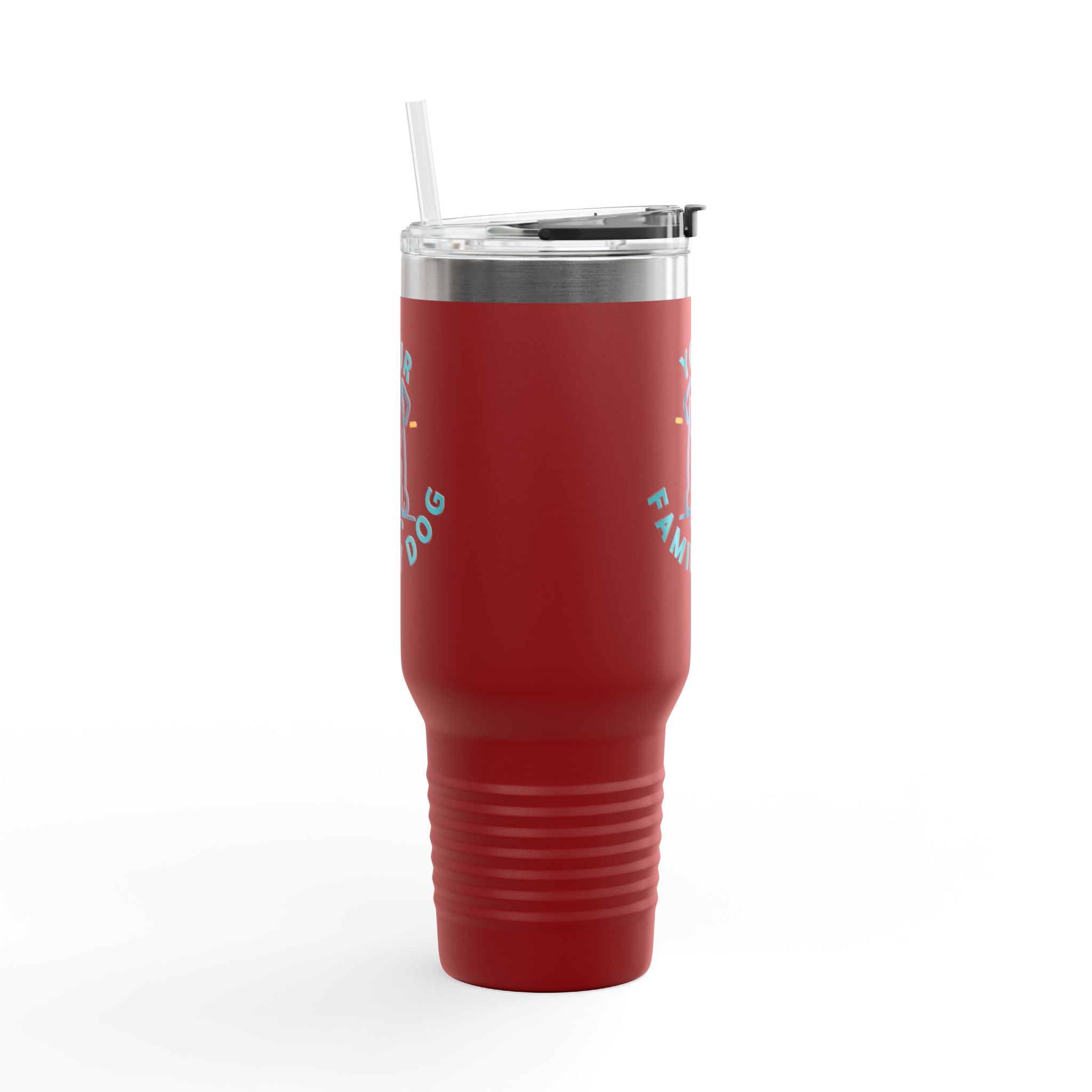 40oz Insulated Travel Mug — Custom 'Your Family Dog' Cute Pet Cartoon Stainless Tumbler