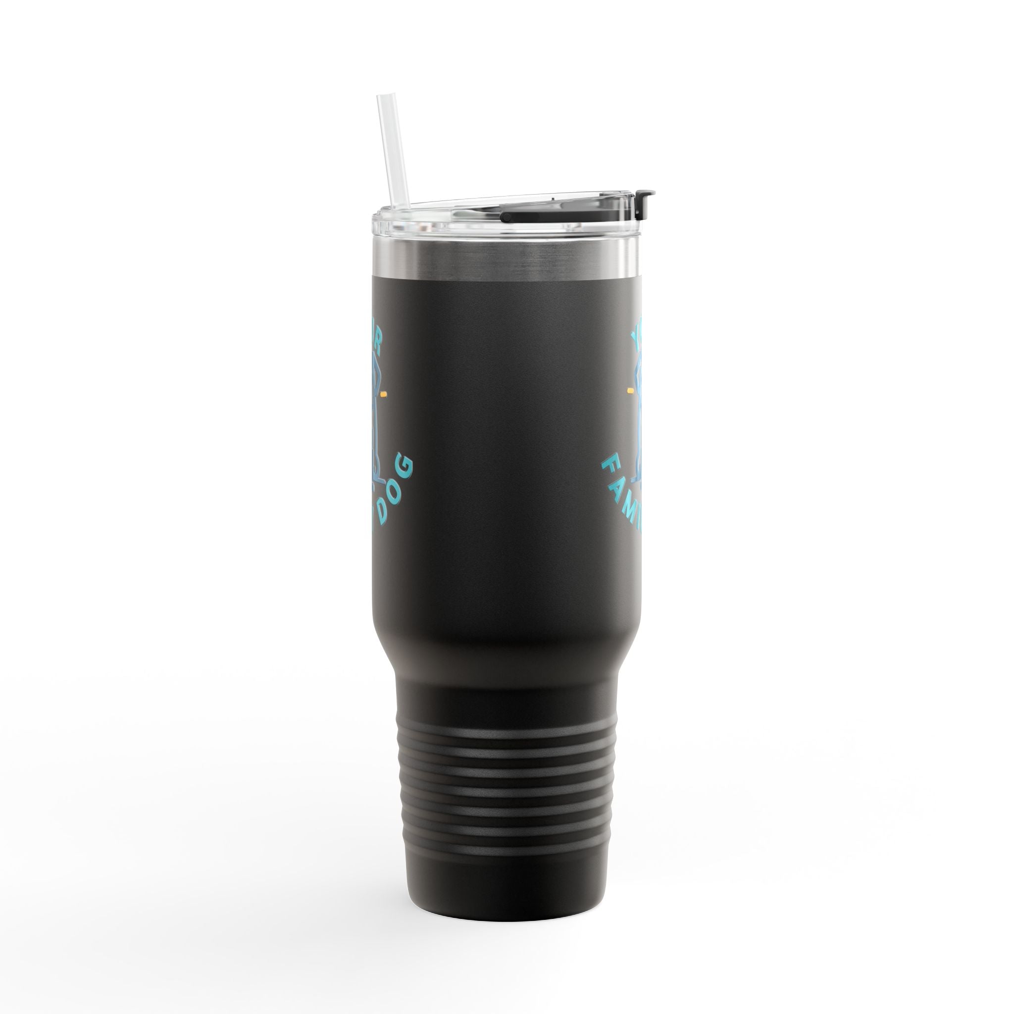 40oz Insulated Travel Mug — Custom 'Your Family Dog' Cute Pet Cartoon Stainless Tumbler