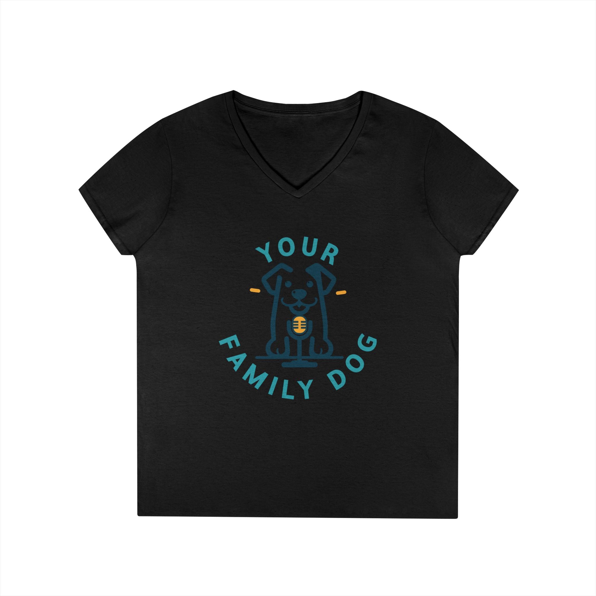 Ladies' V-Neck T-Shirt — "Your Family Dog" Logo Graphic Tee