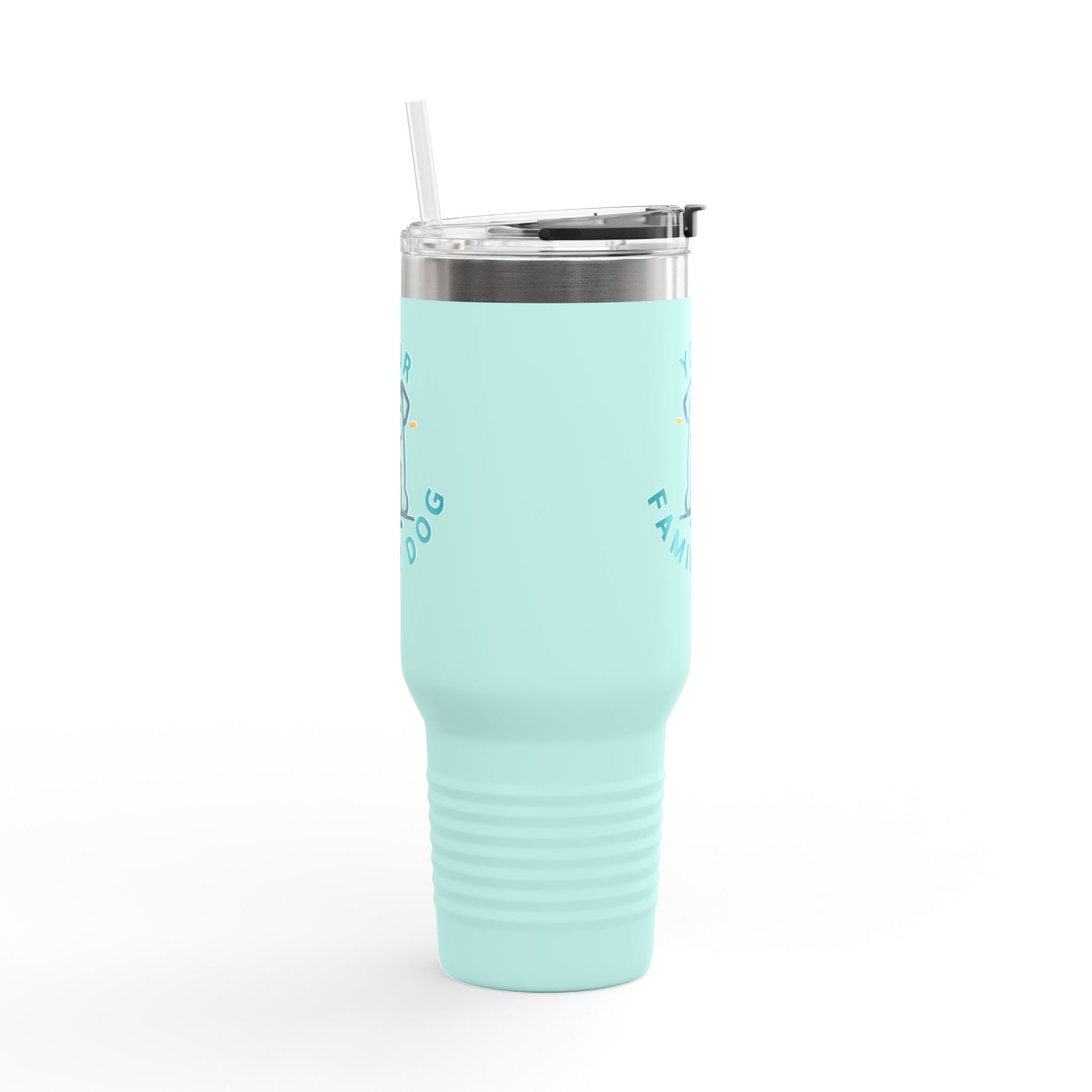 40oz Insulated Travel Mug — Custom 'Your Family Dog' Cute Pet Cartoon Stainless Tumbler